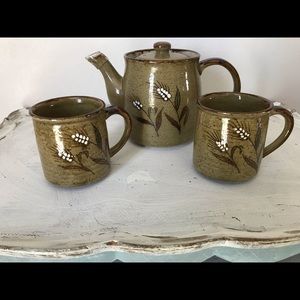 Vintage ortagiri stoneware pottery teapot cup set